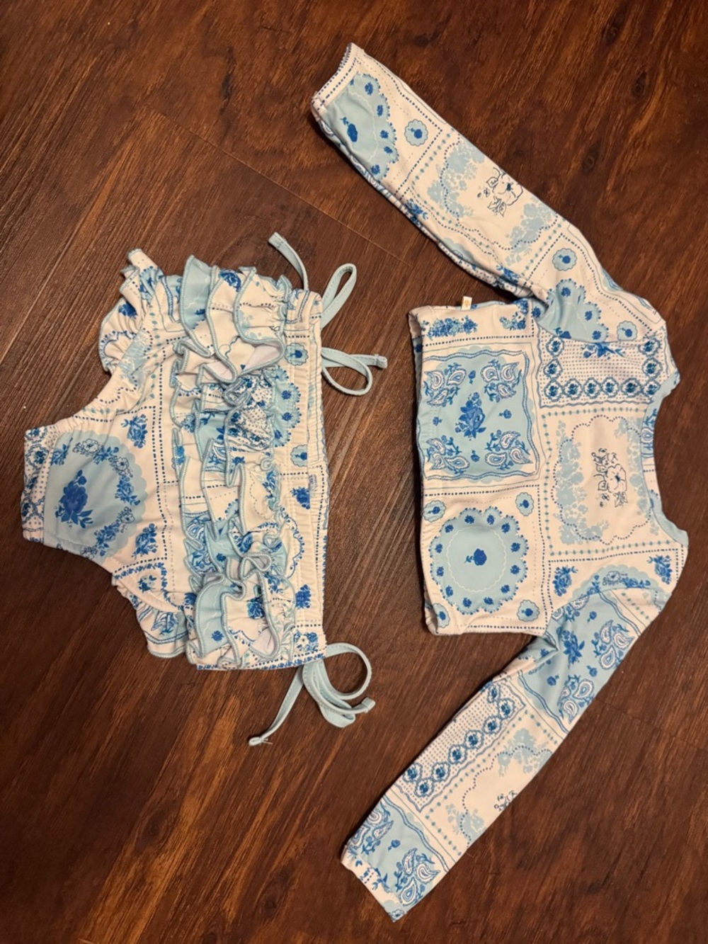 SweetHoney Light Blue Paisley Print Girls Swim Set - Picture 3 of 3